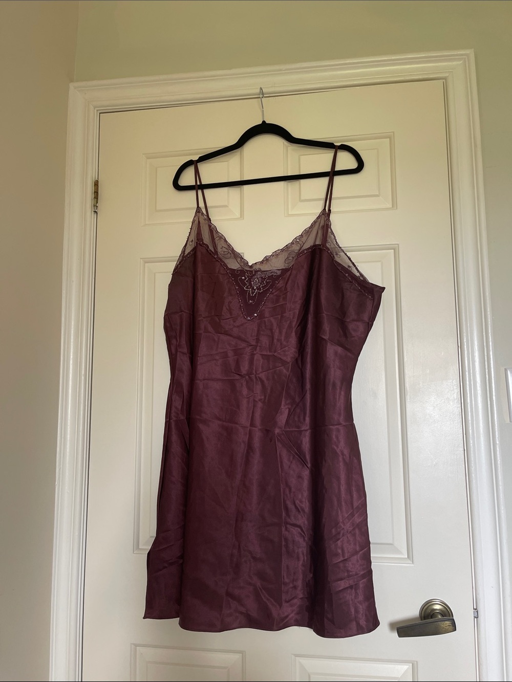 Addition Elle Lace-Trim Satin Chemise in Plum